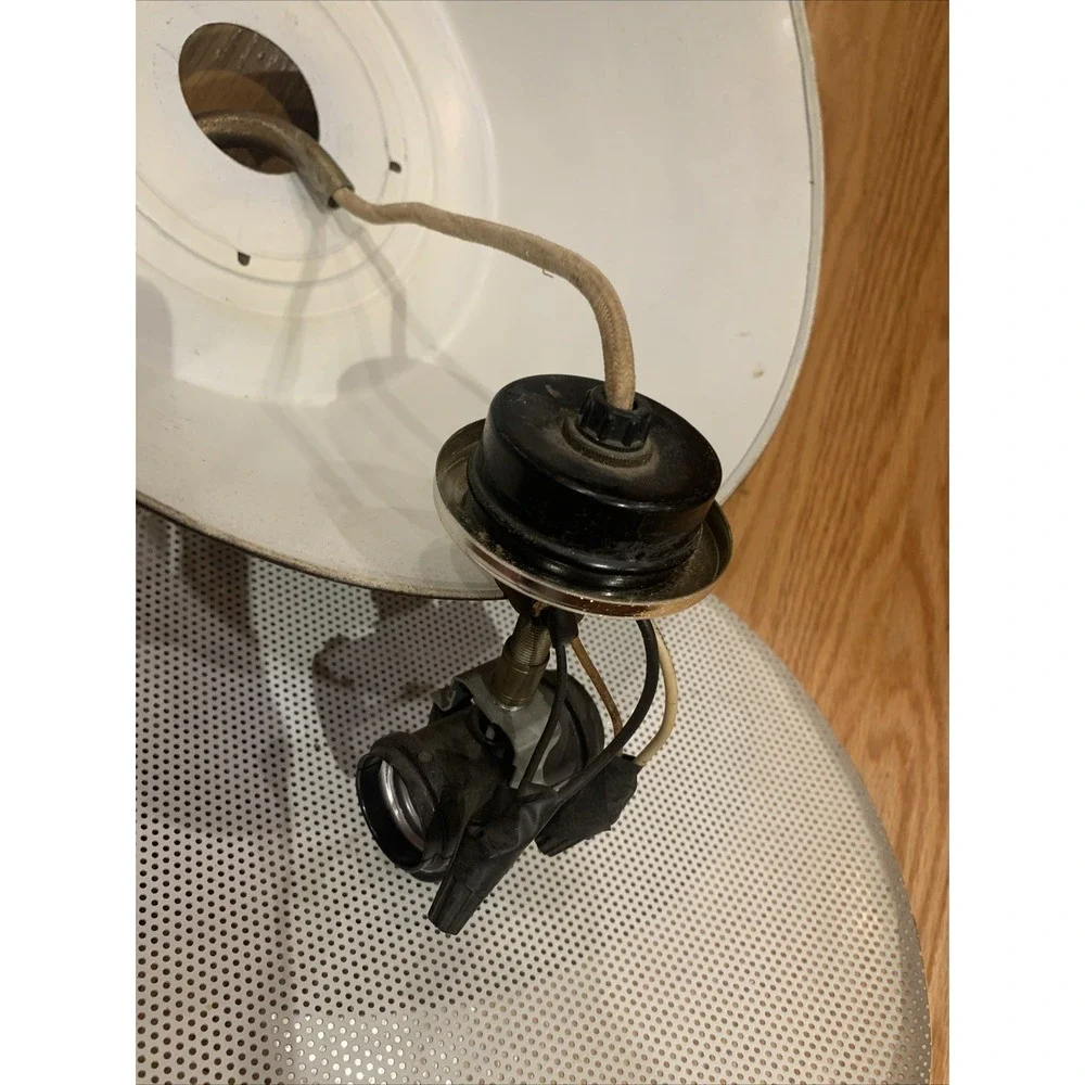 Vintage Midcentury Tolewear Retractable Ceiling Light